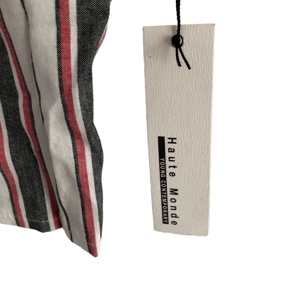 Haute Monde NWT Short Sleeve Striped Tie Top Size Medium - Picture 7 of 10